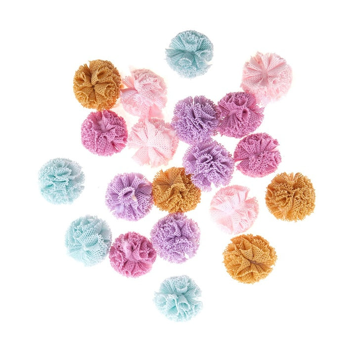 Tulle Pom-Poms for Crafting | Set of 20, Pastel Colors, 2 cm — image 1
