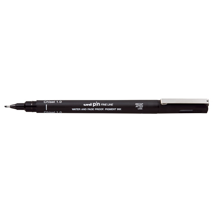 Black creative UNI PIN fineliner with a chisel tip | various thicknesses — image 1