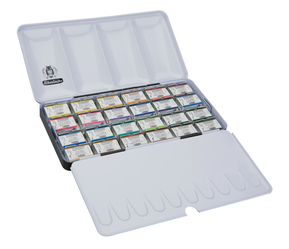 Watercolor Paint Set Schmincke HORADAM in Metal Box - 24 Full Pans