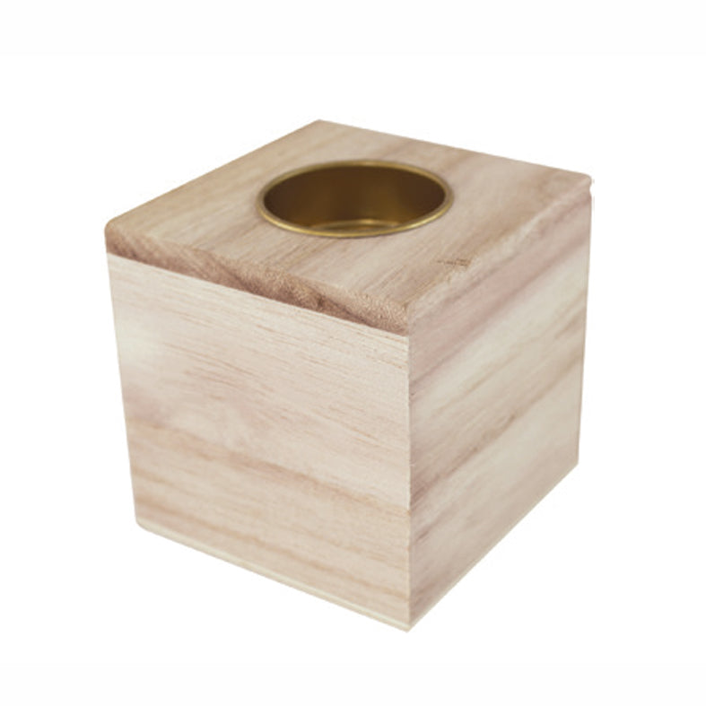 Wooden Candle Holder - Cube