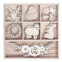 Wooden Decorative Ornaments Set - Easter / Set of 35