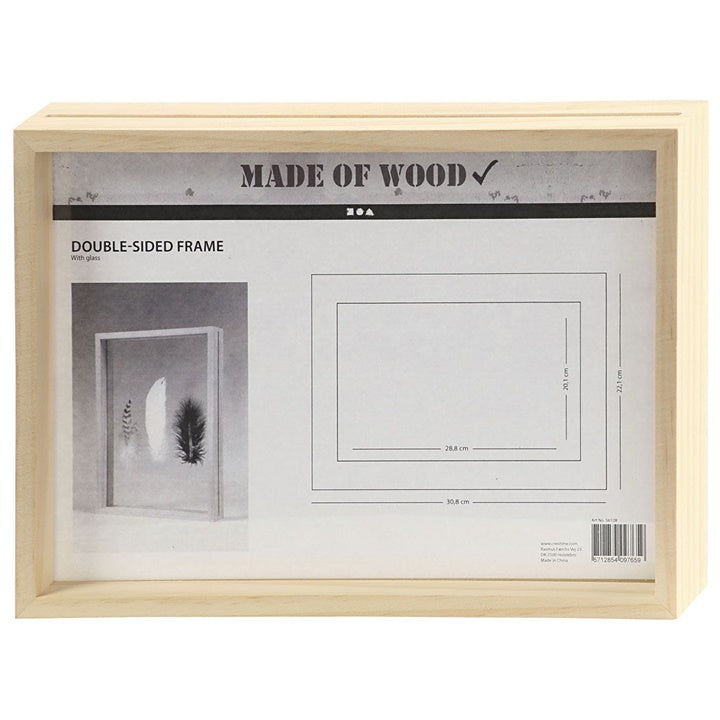 Wooden Double-Sided Frame with Two Glass Panes