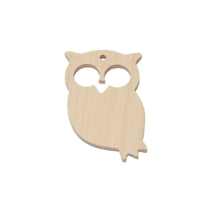 Wooden Jewelry-Making Blank, Owl, 6 cm