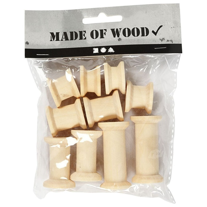 Wooden Spools, Set of 10 / Various Sizes