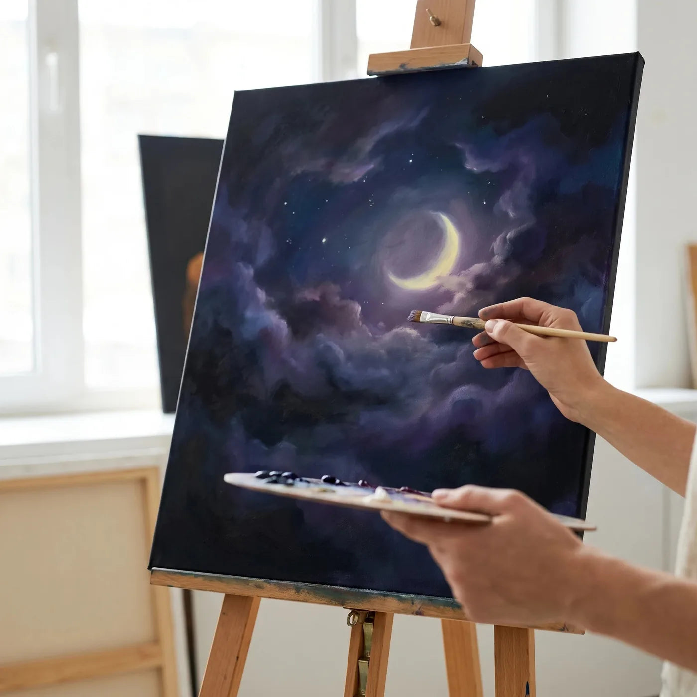 Oil painting on a black PROFI ARTMIE canvas