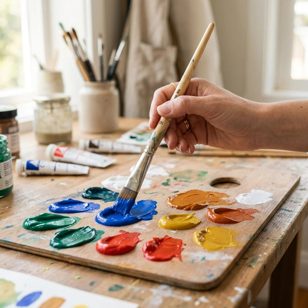 Spreading Gouache on a Palette