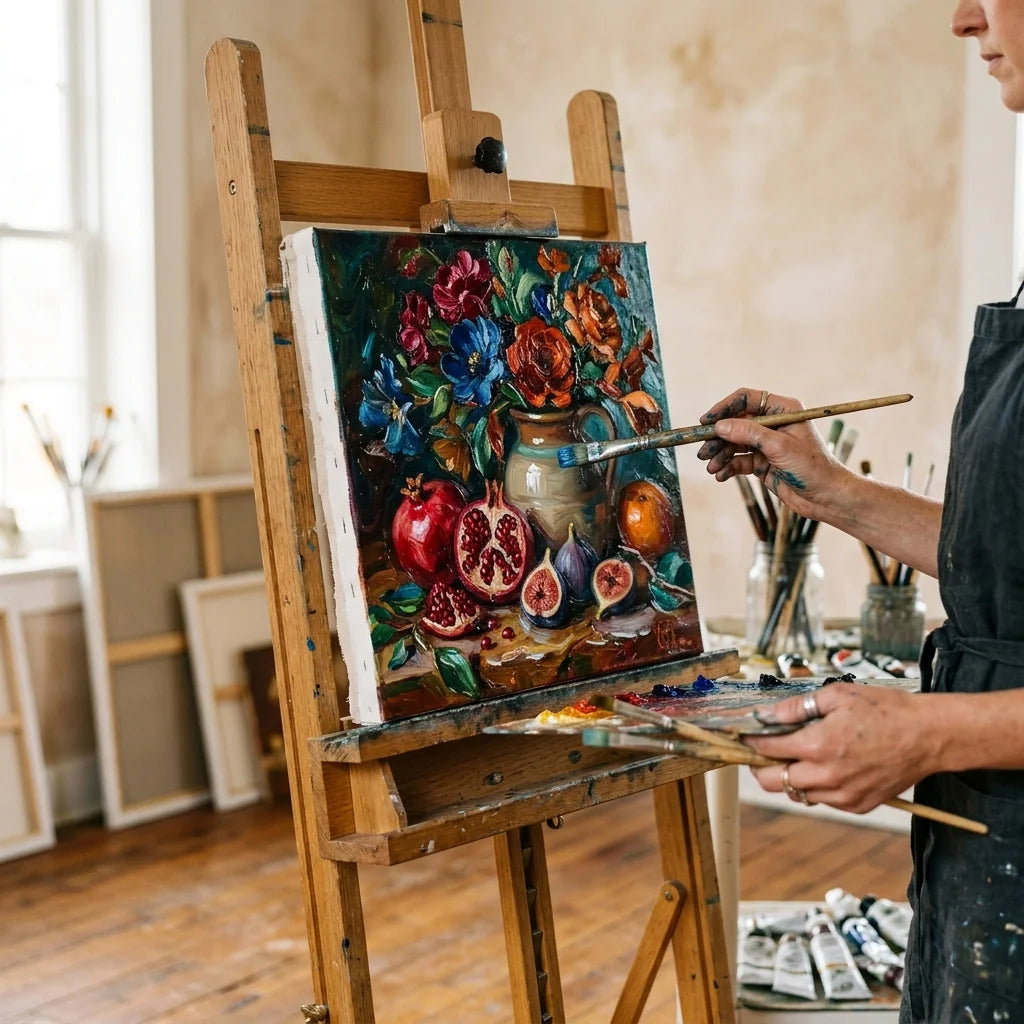 Oil Painting on Canvas on an Easel