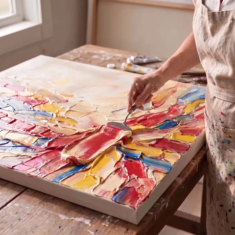Building texture with ARTMiE Euforia heavy body acrylic paint on canvas