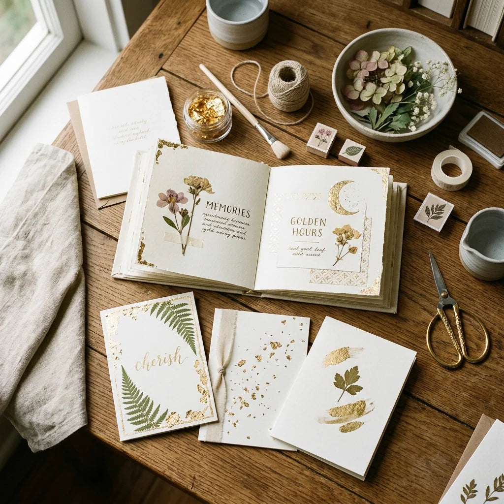 Gold accents in scrapbooking projects