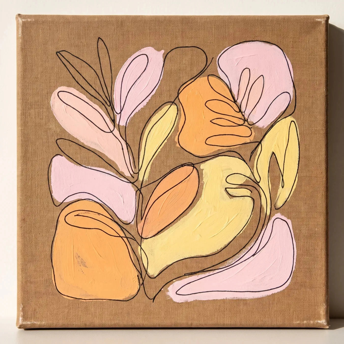 Line Art with Pastel Fills, Mixed-Media Technique on Raw NATURE ARTMiE Canvas