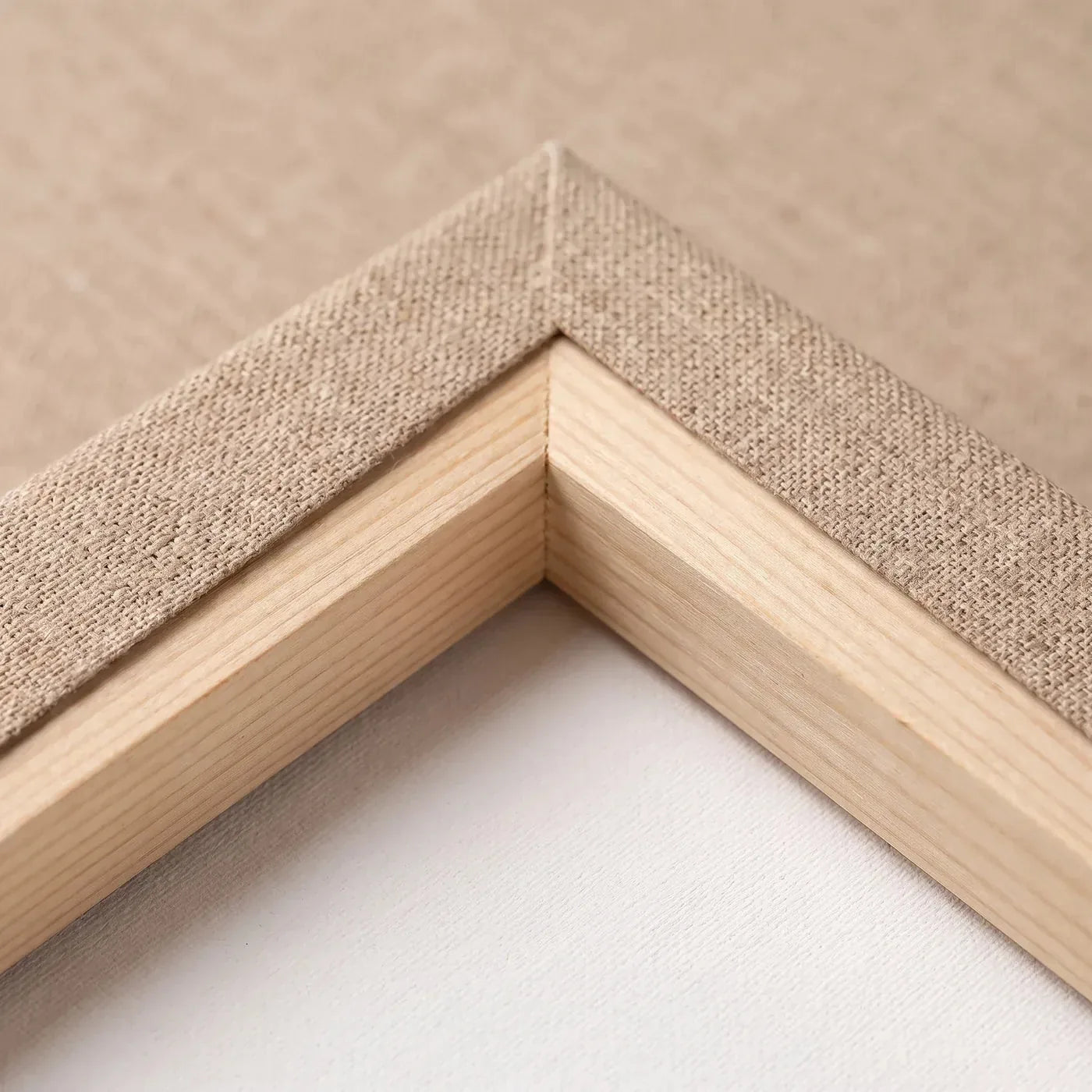 Back Corner of NATURE Canvas, Brown Raw Canvas on a Stretcher Bar, White Primed Back Inside the Stretcher Frame