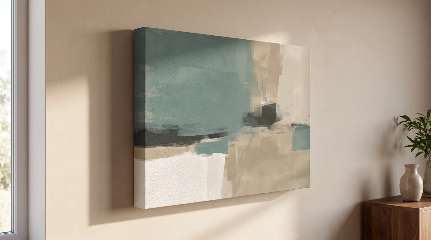 3D Stretched Canvas on a Wall, Deep Frame Casts a Shadow and the Painting Stands Away from the Wall