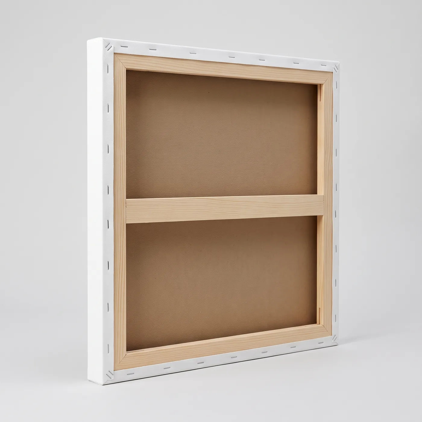 Back of the 3D+ canvas — brown canvas, deep spruce stretcher bars and center support