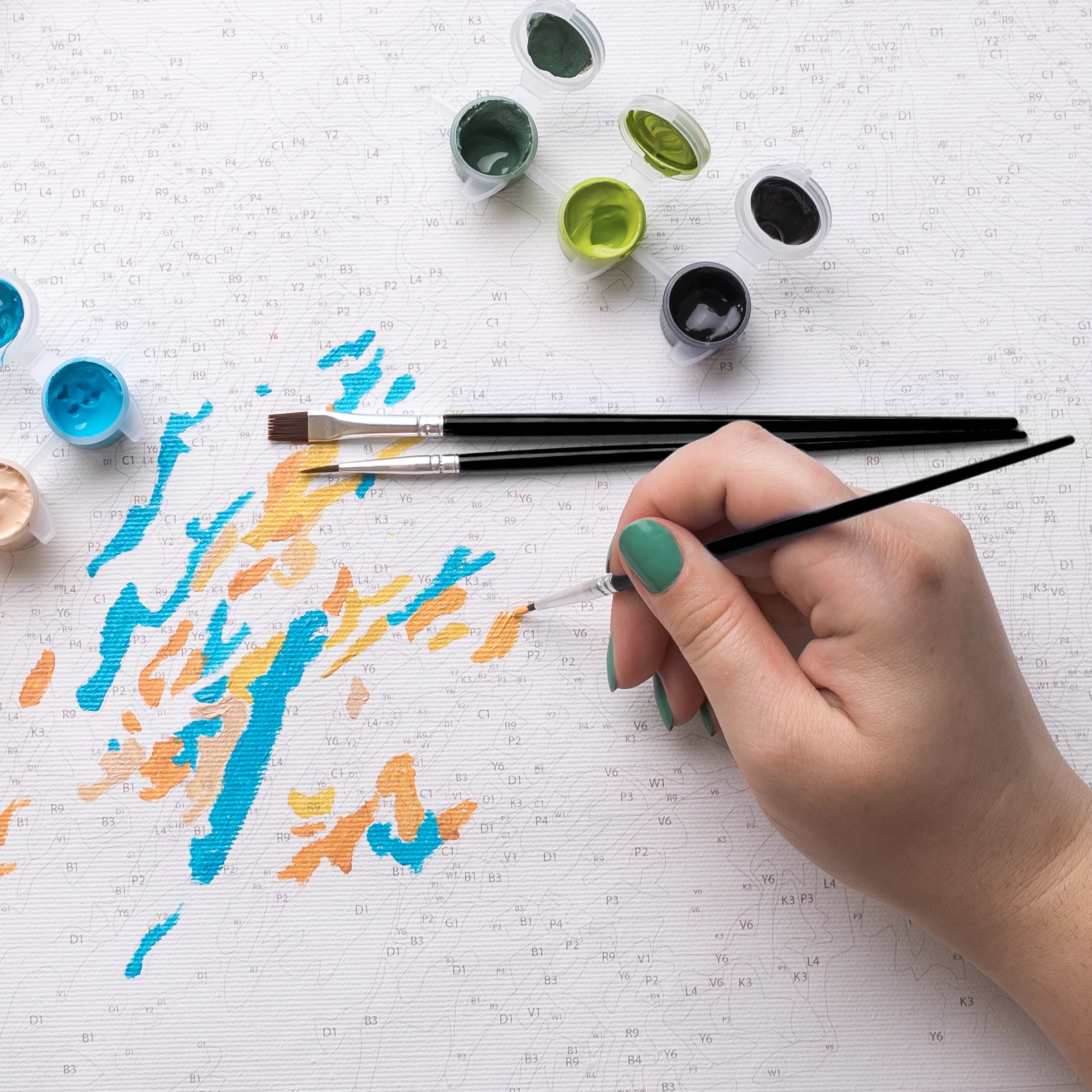 Paint by numbers (PBN) with a synthetic brush