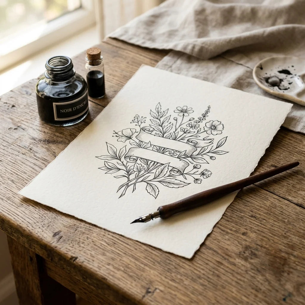 Ink drawing protected from moisture