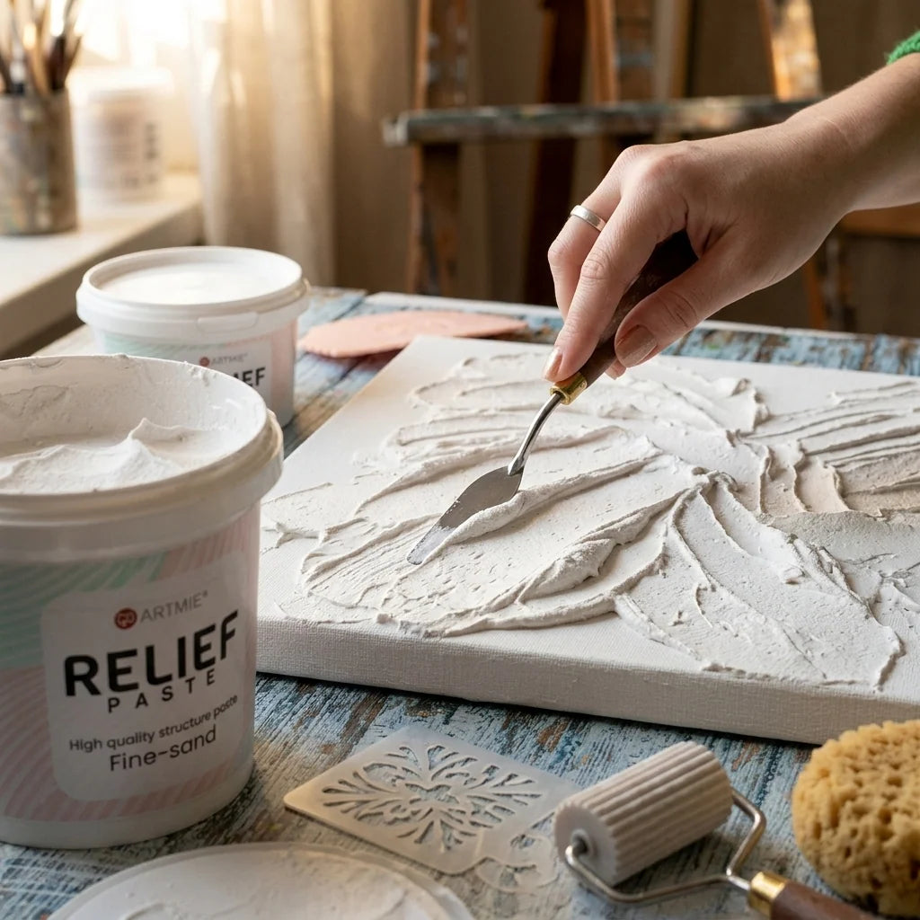 ARTMIE 3D relief paste, white paste being modeled