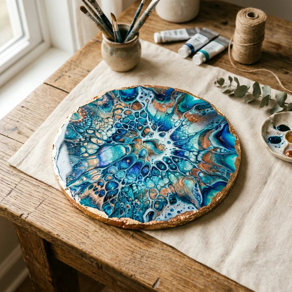 Round painting in a Petri and geode style