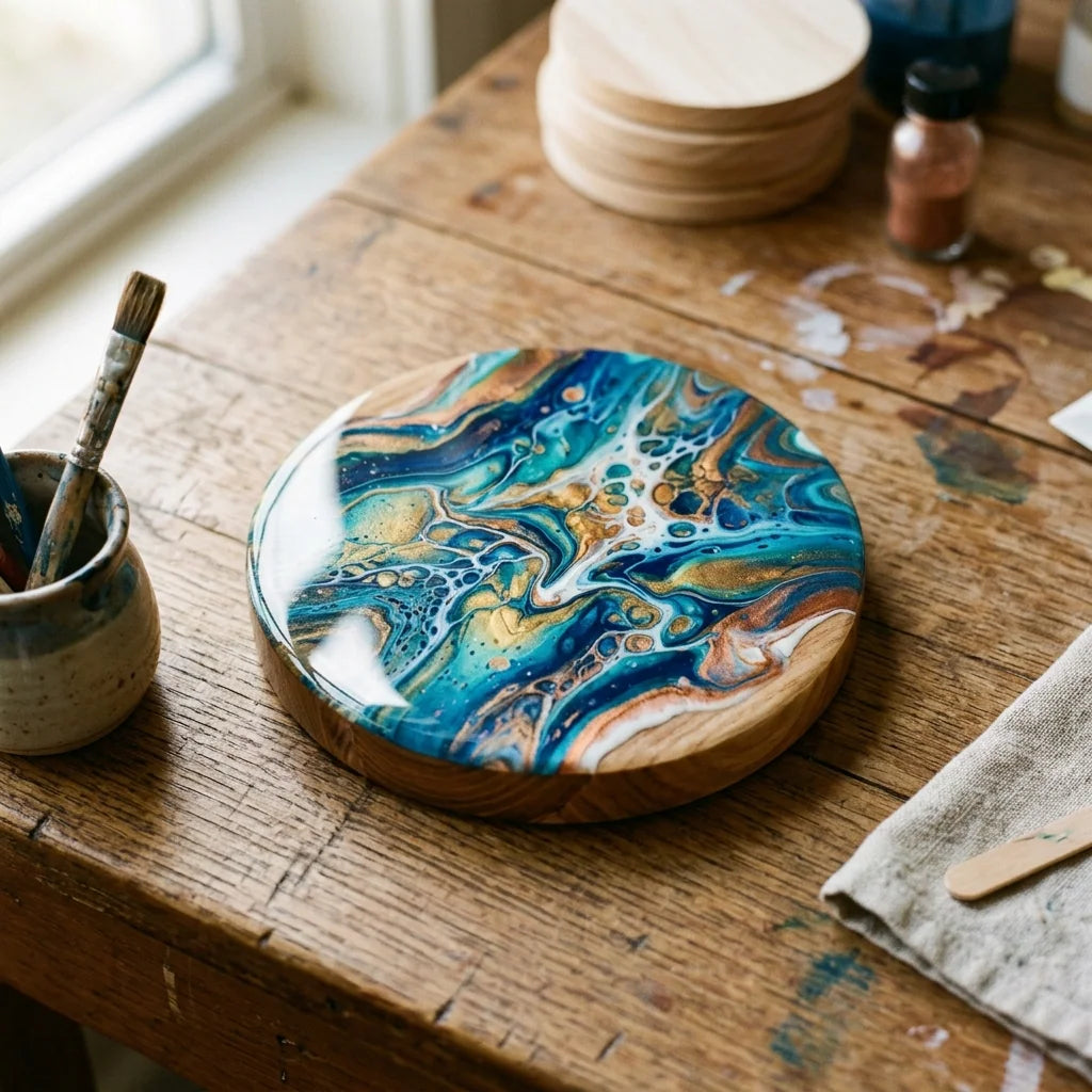 Pouring on a wooden panel