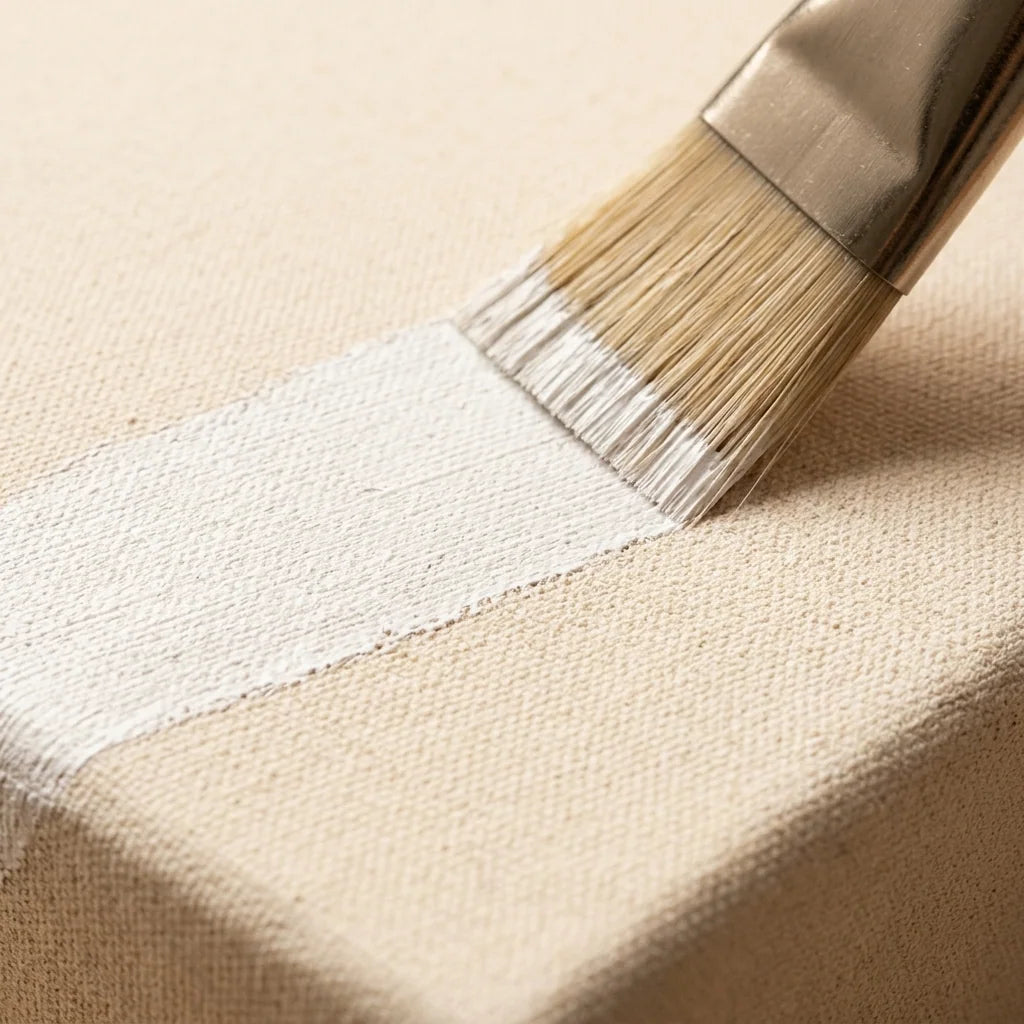 Cotton texture of a round ARTMiE canvas, primed with white gesso